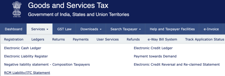 New Ledger of GST Portal: RCM Liability/ITC Statement